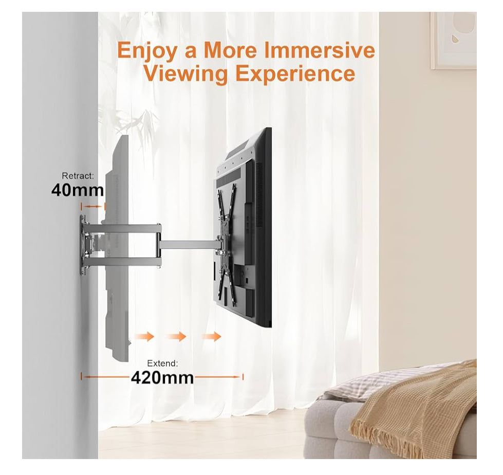 Soporte de TV Pared para TV 26-55", Girar, Inclinar, Extender y Retraer para Mejor Ángulo de Visión, Carga hasta 30kg, MAX VESA 400x400mm