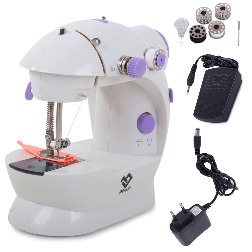 Mini máquina de coser eléctrica 2 niveles de velocidad + accesorios