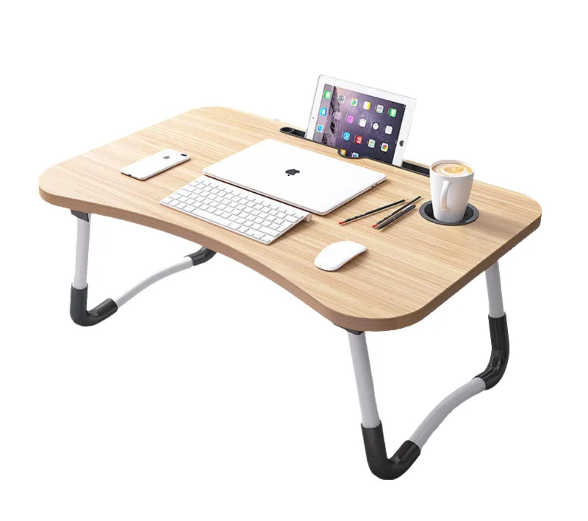 Bandeja para Cama, Mesa Plegable, Ideal para Portátil, Ordenador y Libros, Ergonómica, Mesa Auxiliar con Atril para Leer en la Cama 60x40x26