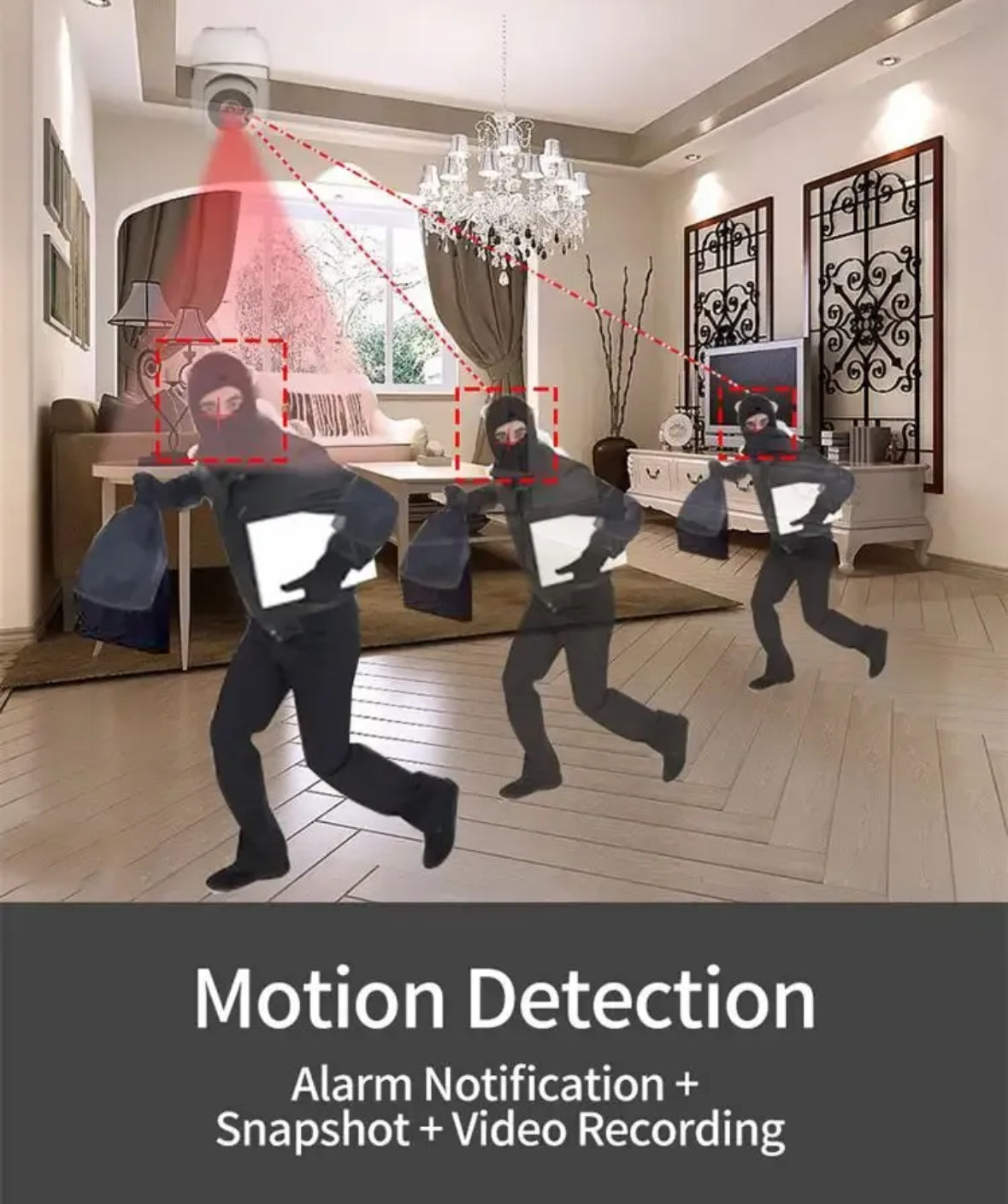 Cámara wifi APP inalámbrica para seguridad del hogar, control de aplicaciones, visión nocturna, impermeable, detector de movimiento