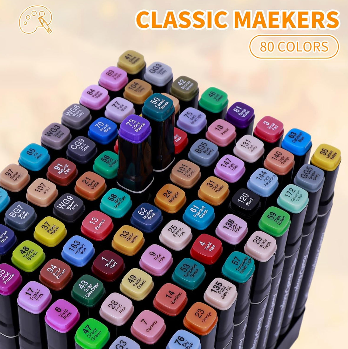 Set 80 Rotuladores Doble Punta de 80 colores,Juego de rotuladores Adecuado para Diseño, Bocetos, Cómics y Garabat,Coloración para Adultos