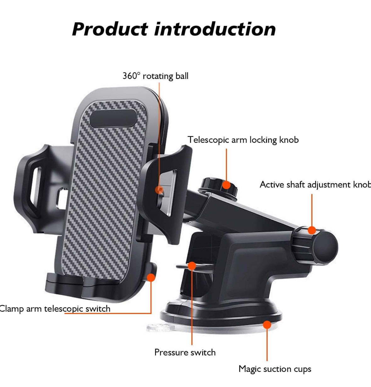 Soporte de teléfono móvil para coche, soporte de montaje con ventosa, ventilación de aire, para iPhone, Samsung y Xiaomi