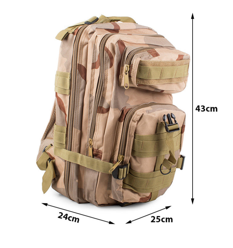 Mochila 25 litros táctica válida para cabina de avión 43x24x25 4 bolsillos con cremallera