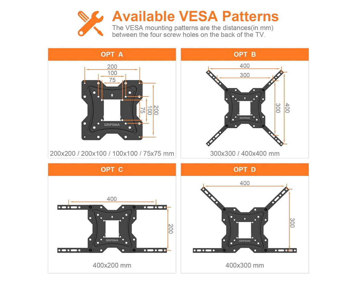 Soporte de TV Pared para TV 26-55", Girar, Inclinar, Extender y Retraer para Mejor Ángulo de Visión, Carga hasta 30kg, MAX VESA 400x400mm