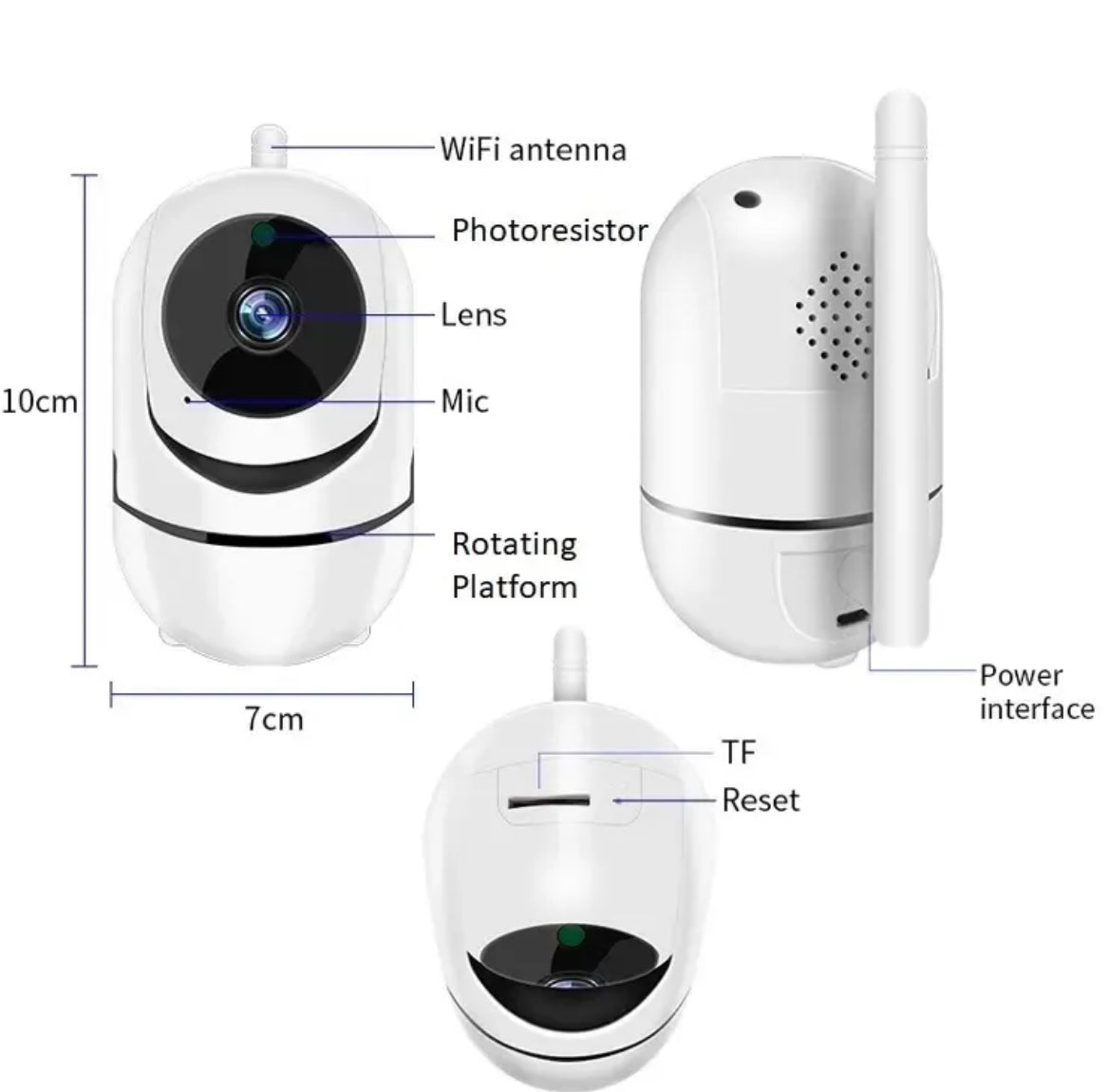 Cámara wifi APP inalámbrica para seguridad del hogar, control de aplicaciones, visión nocturna, impermeable, detector de movimiento