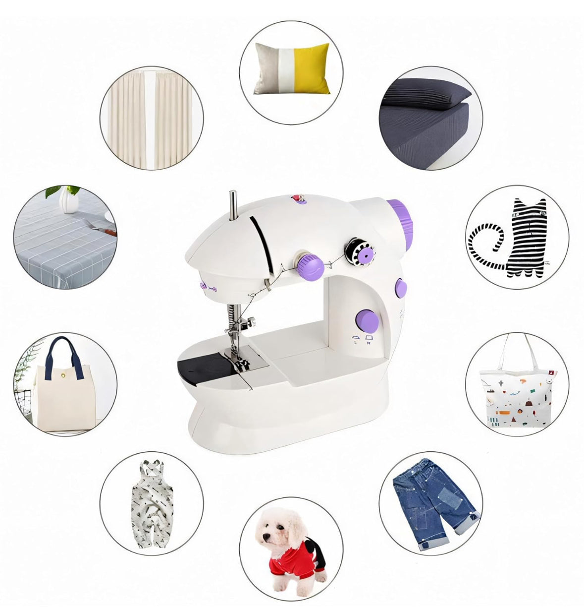 Máquina De Coser Portátil, Mini Máquina De Coser Eléctrica Portátil, 230 V Con 2 Velocidades Y Pedal De Pie, Aguja De Recambio