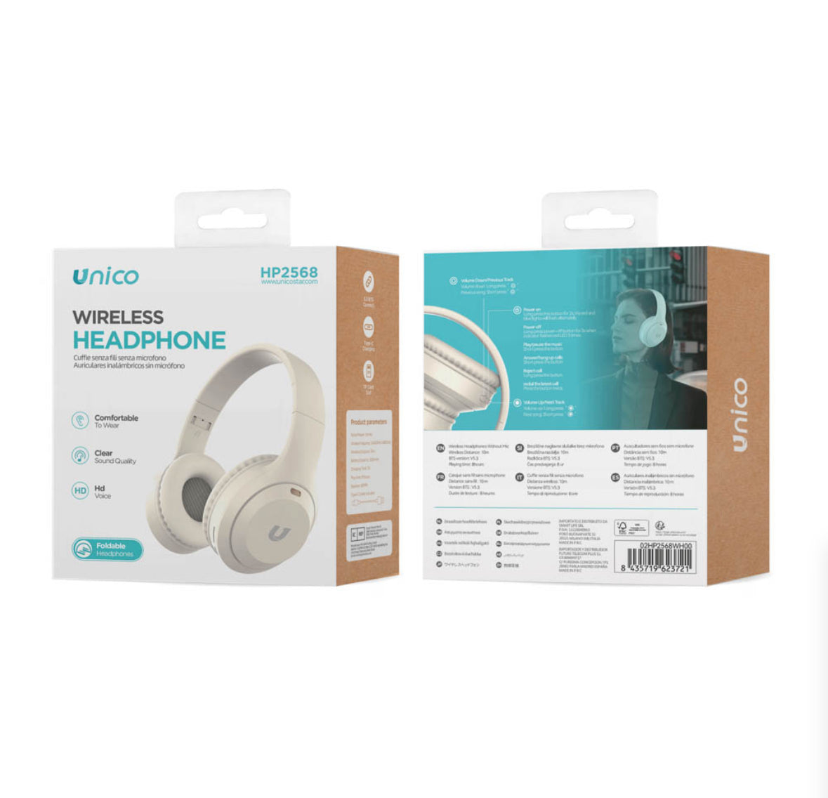 Auriculares bluetooth UNICO diadema plegable Beige – Beige