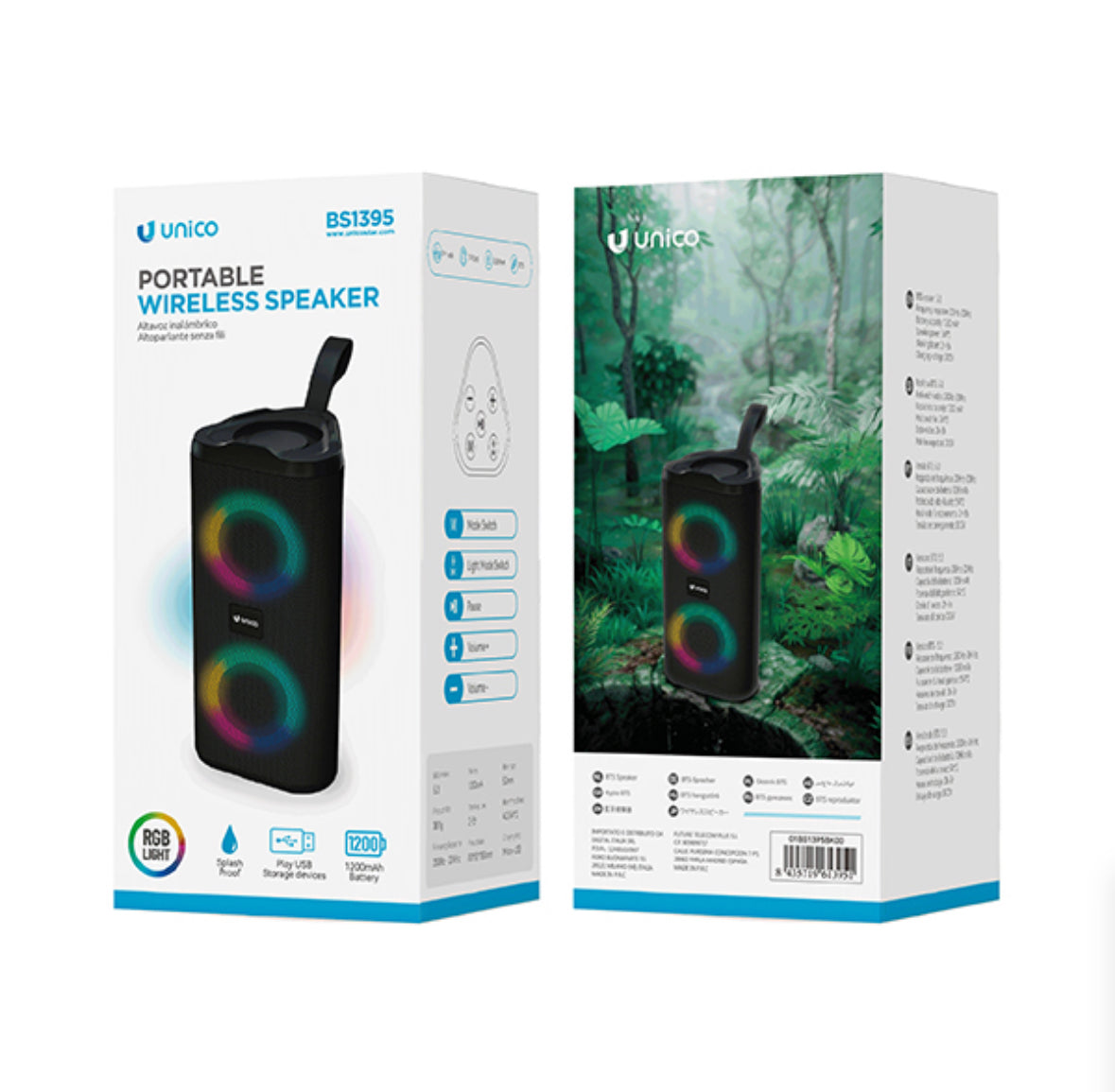 Altavoz bluetooth 10W RGB grande – Negro