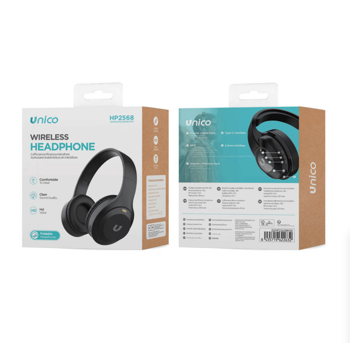 Auriculares bluetooth UNICO diadema plegable – Negro