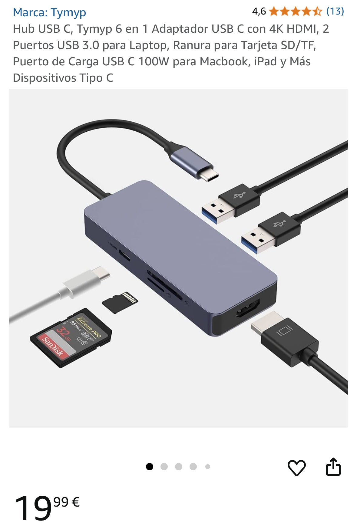 LOTE AMAZON 50pcs Hub USB C, Tymyp 6 en 1 USB C NUEVO