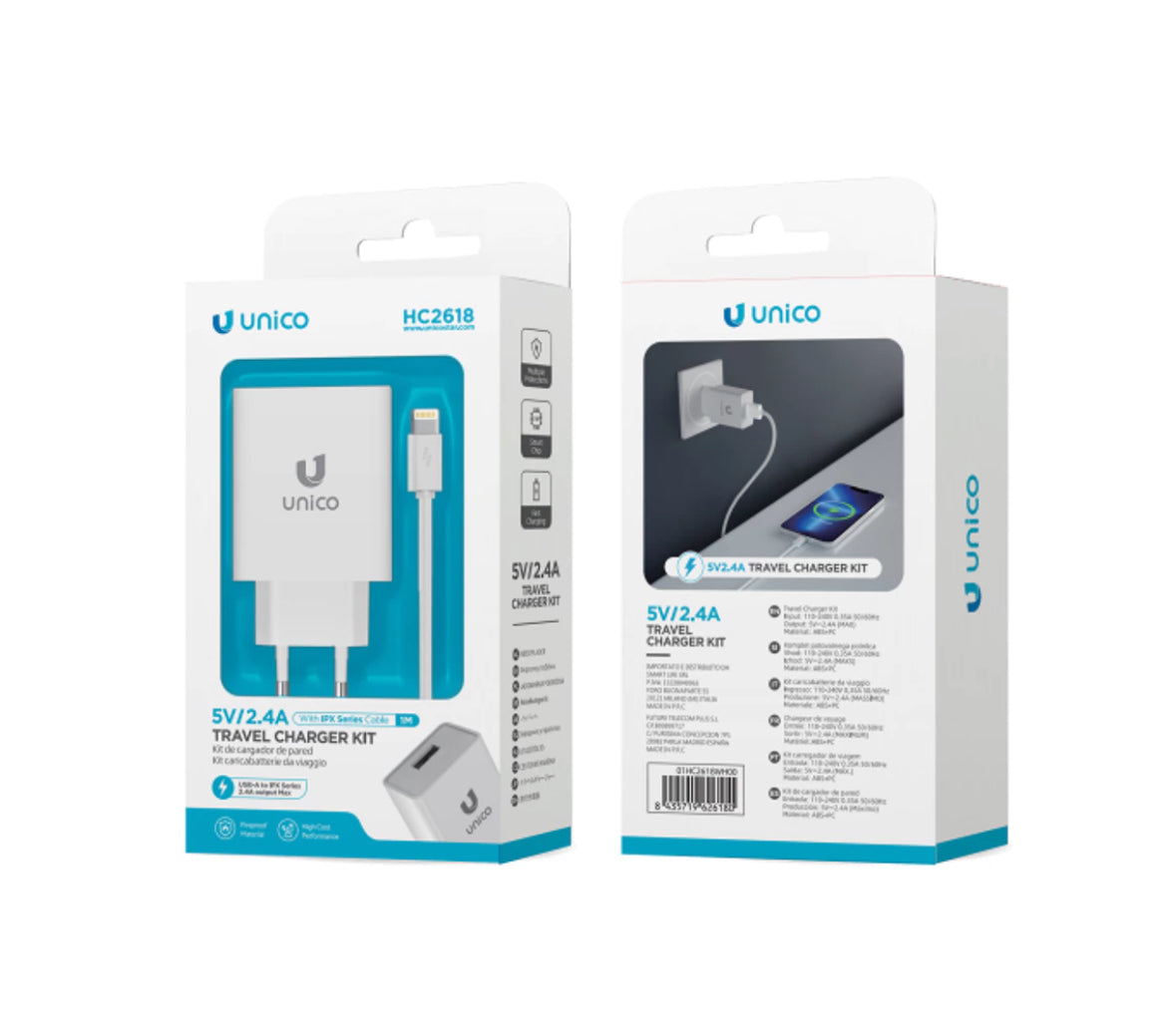 Cargador IPHONE USB 5V 2.4A con cable USB a Lightning - B