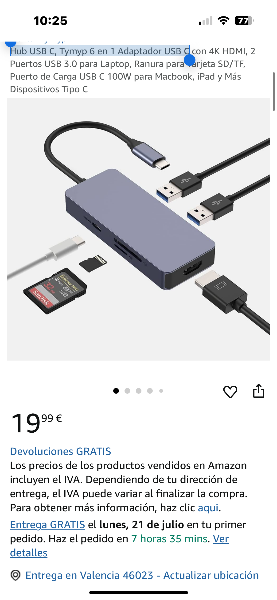 LOTE AMAZON 50pcs Hub USB C, Tymyp 6 en 1 USB C NUEVO