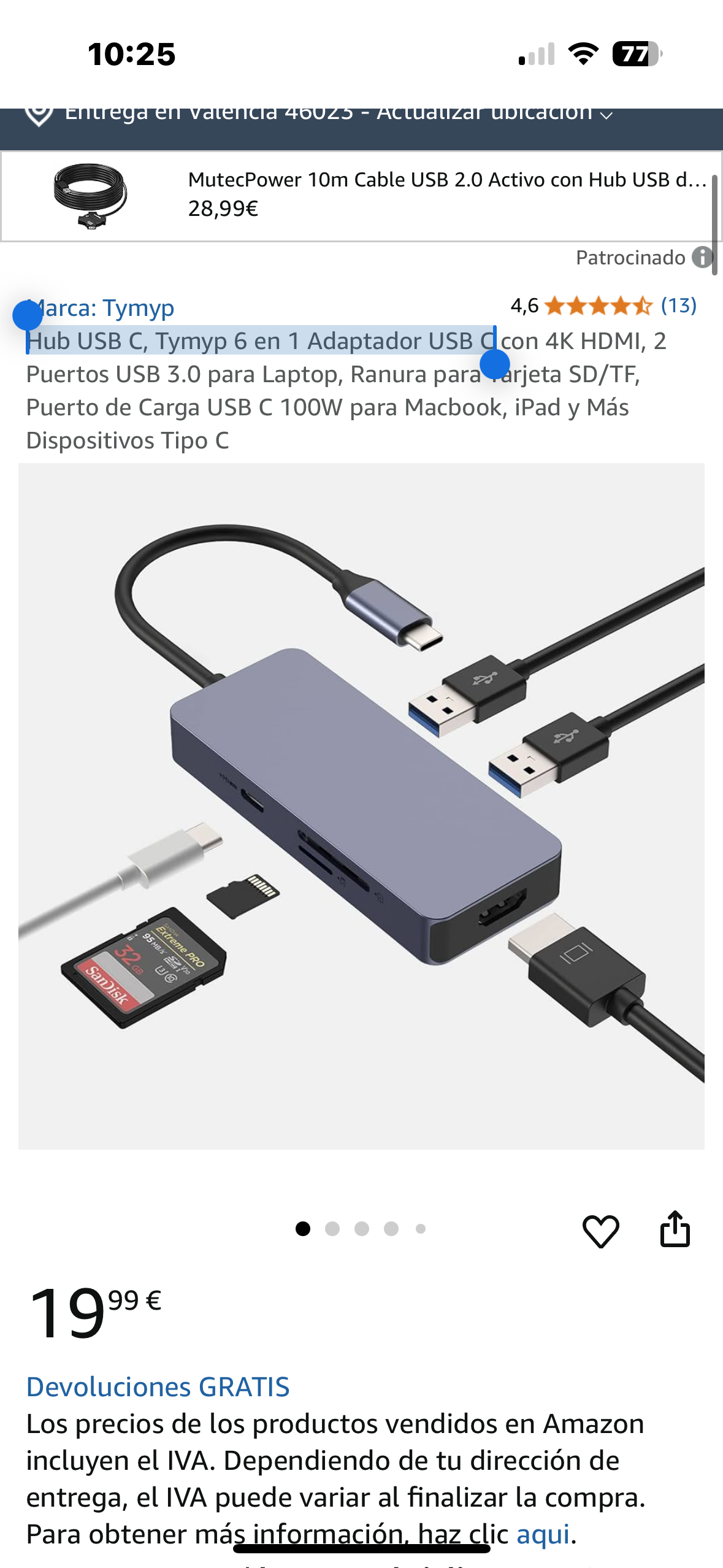 LOTE AMAZON 50pcs Hub USB C, Tymyp 6 en 1 USB C NUEVO