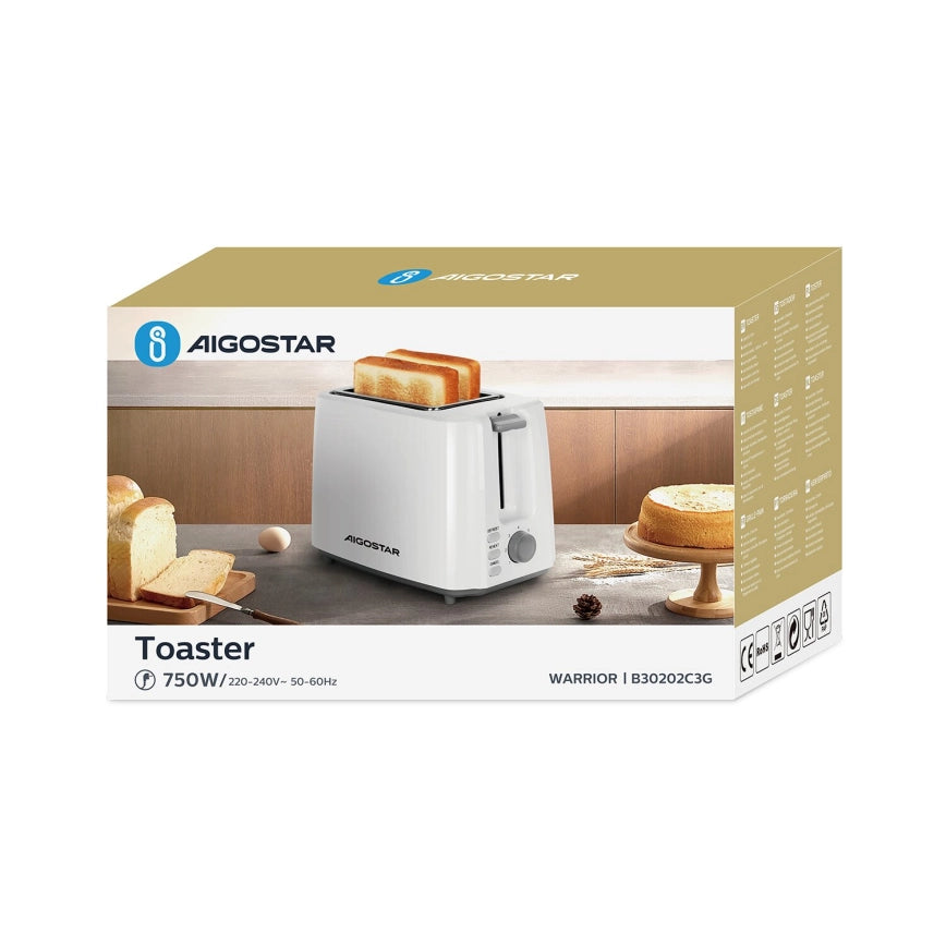 Aigostar - Tostadora con dos agujeros 750W/230V blanco
