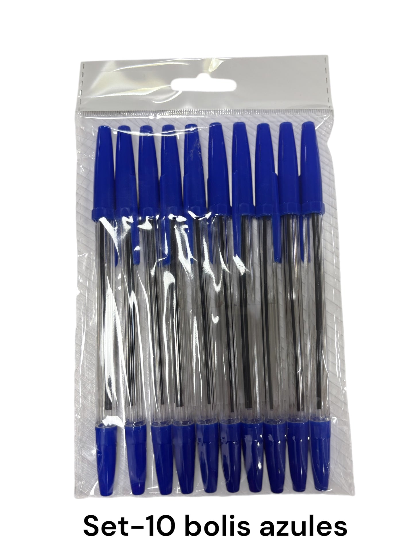 Set 10 bolígrafos azules con tapa