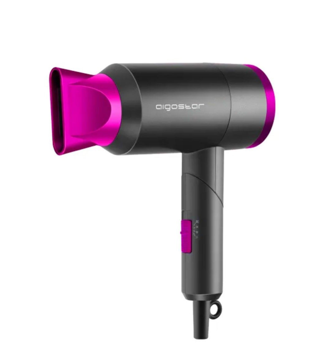 Secador - AIGOSTAR Diane, 1800 W, 3 niveles temperatura, Gris y rosa