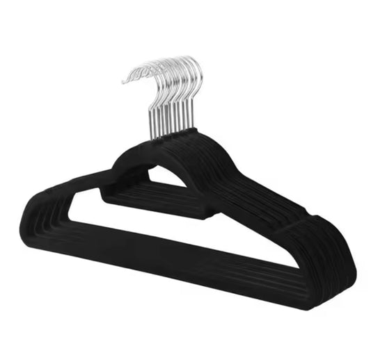 SET 8und - Perchas de Terciopelo Negro, 41 cm de Largo, Ultrafinas y Resistentes