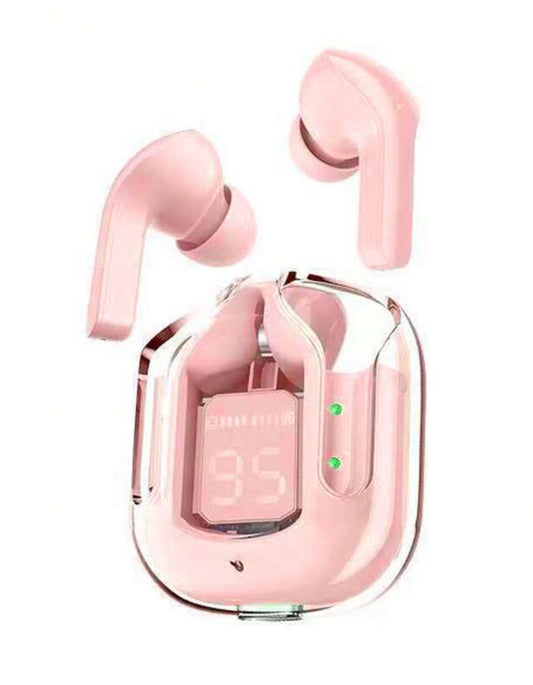 Auriculares intrauditivos inalámbricos con pantalla LED, auriculares Bluetooth con cancelación de ruido, auriculares deportivos impermeables compatibles con Apple/Android, TV, portátil, color rosa