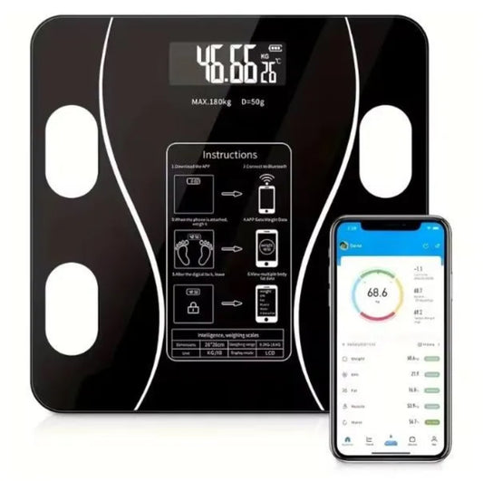 Báscula analítica de baño con APP Báscula corporal, báscula electrónica inteligente, LED, báscula digital para el hogar, 180 kg/400 lb, color