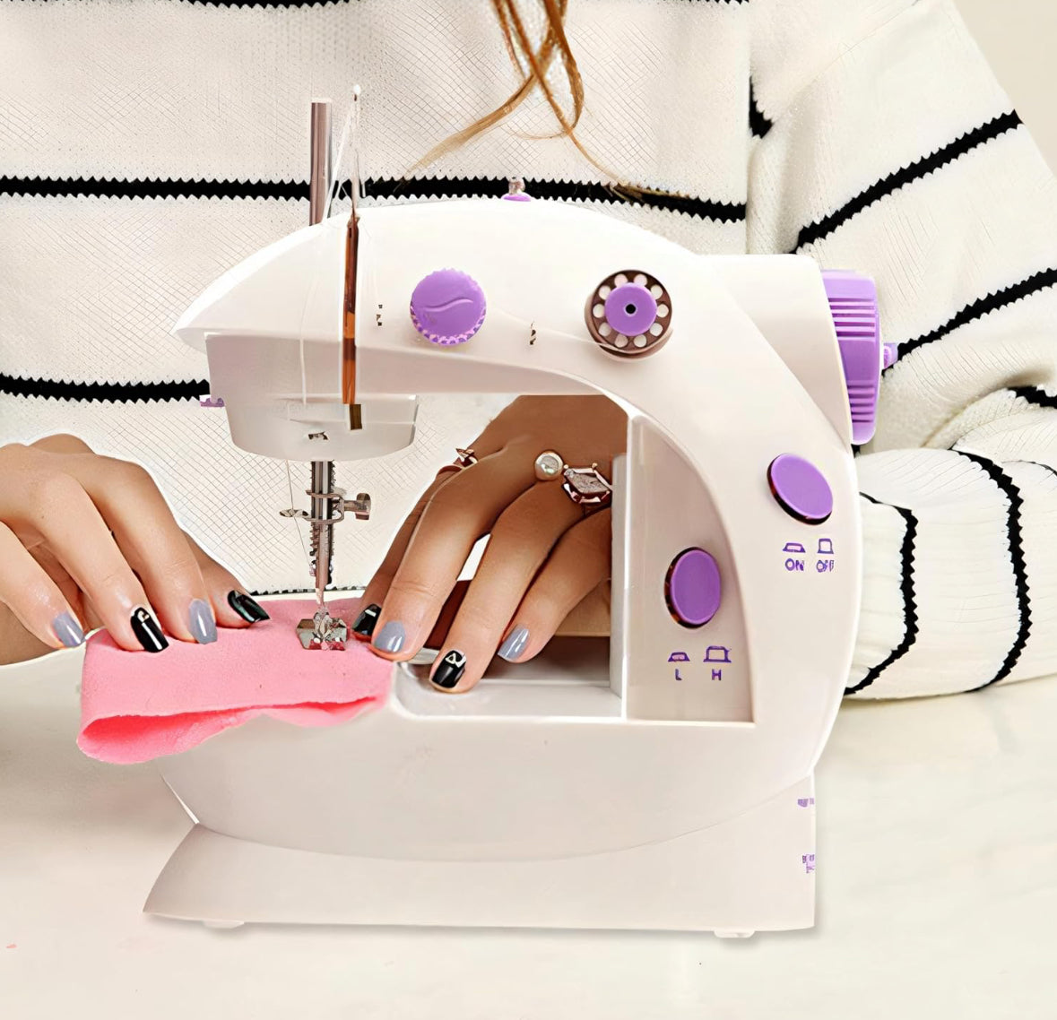 Máquina De Coser Portátil, Mini Máquina De Coser Eléctrica Portátil, 230 V Con 2 Velocidades Y Pedal De Pie, Aguja De Recambio