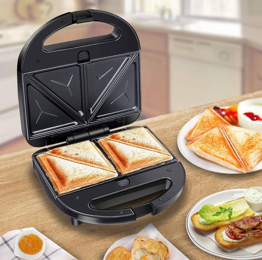 Aigostar ALAN - Sandwichera 750W : Sandwichera Eléctrica. 3 Placas Antiadherentes e Intercambiables. Indicador Luminoso,Termostato.