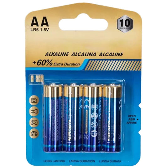 Pila alcalina (AA) 1,5 V, 4 Unidades, Ideal para Dispositivos electrónicos, Juguetes y mandos a Distancia
