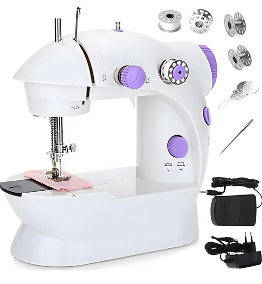 Máquina De Coser Portátil, Mini Máquina De Coser Eléctrica Portátil, 230 V Con 2 Velocidades Y Pedal De Pie, Aguja De Recambio