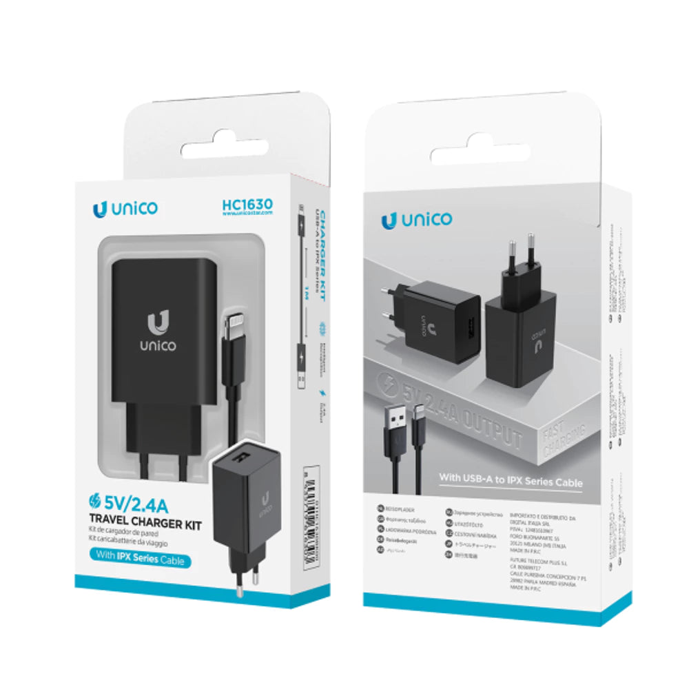 Cargador IPhone USB 2.4A 110V-240V con cable USB a Lightn